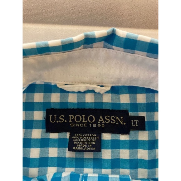 Vintage U.S. assn shirt Mens TL Blue and White Polo Logo Button Down - Picture 2 of 4